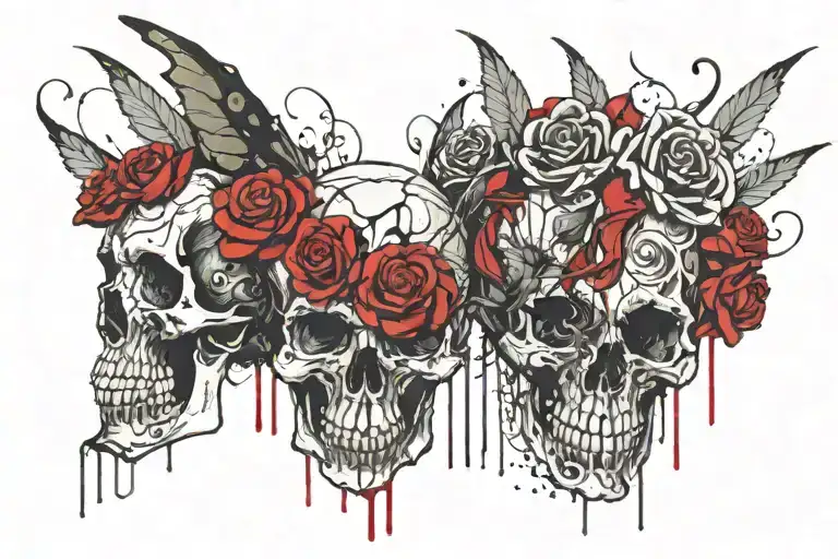 rose's fairy skulls representing dark periods tattoo design idea