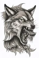 wolf growl Aggressive Defending tattoo design idea