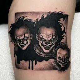 chucky & ghost face & pennywise & Michael myers faces  tattoo design idea