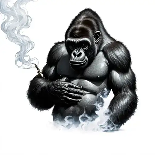 gorilla smoking tattoo design idea