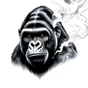 gorilla smoking tattoo design idea