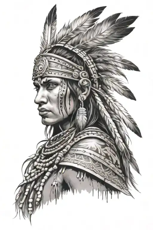 apache indian warrior female tattoo design idea