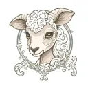 cute lamb face tattoo design idea