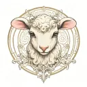 cute lamb face tattoo design idea