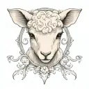 cute lamb face tattoo design idea