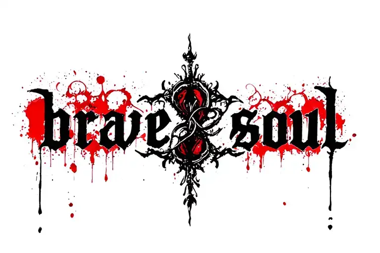 "brave soul" blod stains tattoo design idea