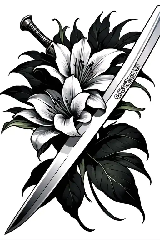 lily flower and sword from Mulan  tattoo design idea