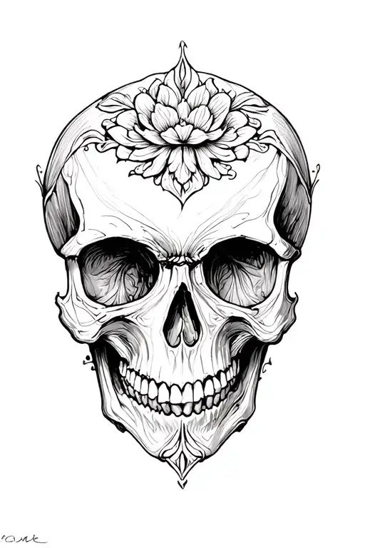 skull soft shading tattoo design idea