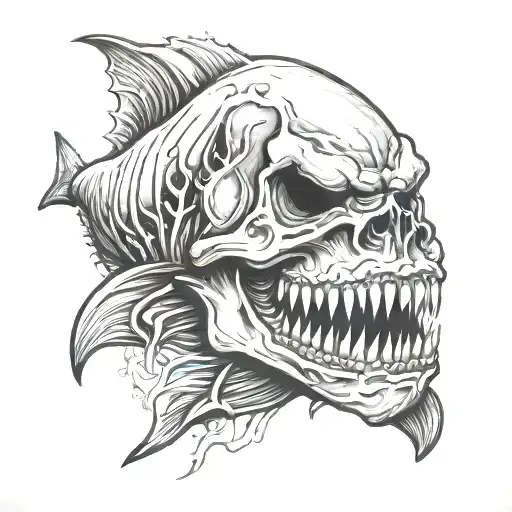 king shark skull wearing tattoo design idea