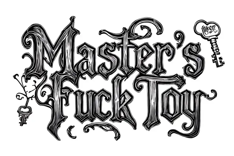 "Master’s Fuck Toy " lock and key tattoo design idea