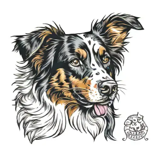 Australian shepherd portrait tattoo tattoo design idea