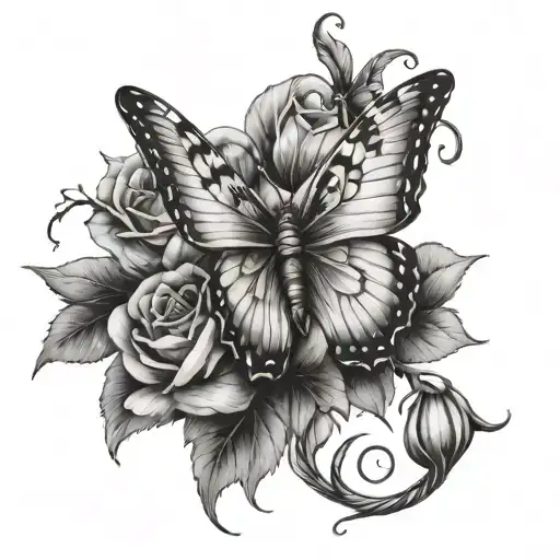 tattoo with butterfly ,virgo and scorpion tattoo design idea