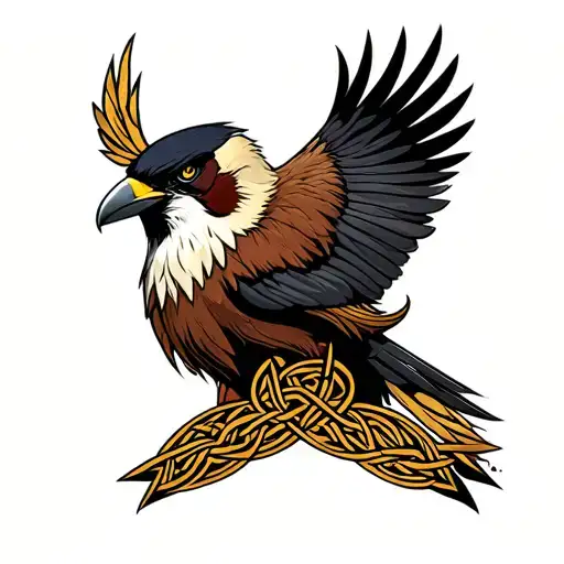 hawkeye with celtic knot intertwined tattoo design idea