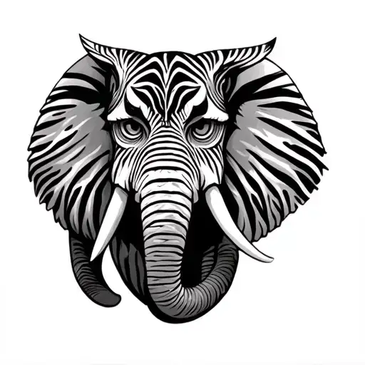 zebra, owl, elephant tattoo design idea