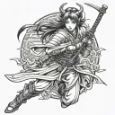 Angel Samurai girl tattoo design idea