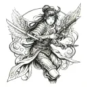 Angel Samurai girl tattoo design idea