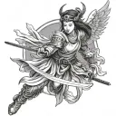 Angel Samurai girl tattoo design idea
