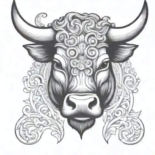 outline of a bull head tattoo design idea