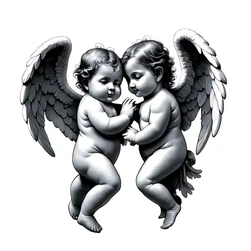 2 Baby Angels tattoo design idea