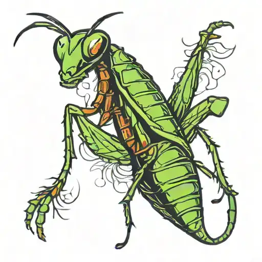 praying mantis tattoo design idea