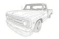 chevy C10 1966 lowered, angled slightly, front view tattoo design idea