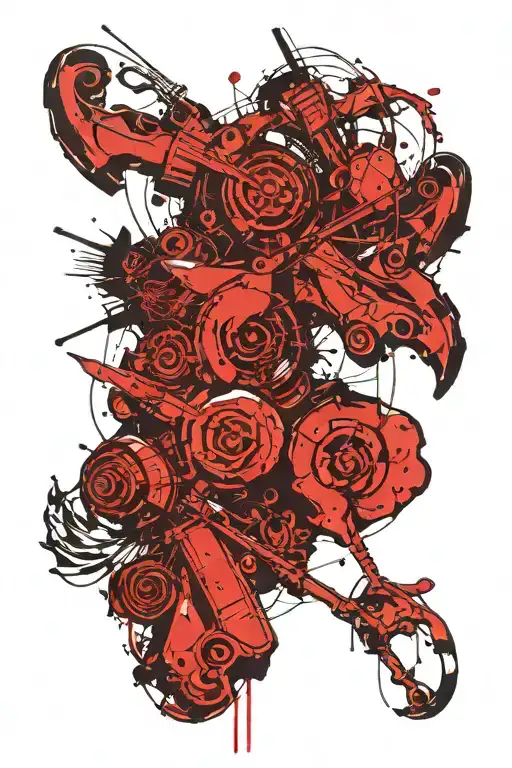rock n roll combined tattoo design idea
