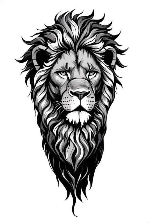 samson and lion  tattoo design idea