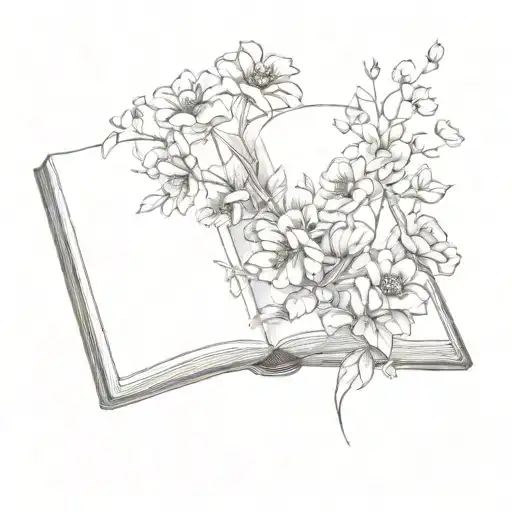 open book with flowers coming out of it tattoo design idea
