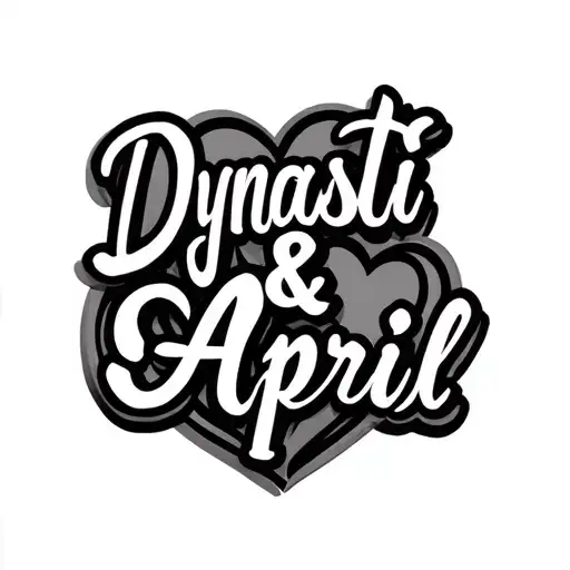 "Dynasti & April" name tattoo design hearts tattoo design idea