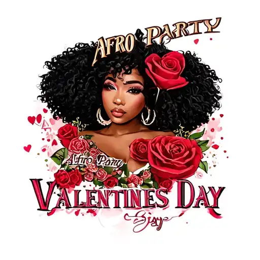 "AFRO PARTY VALENTINES DAY" AFRO PARTY tattoo design idea