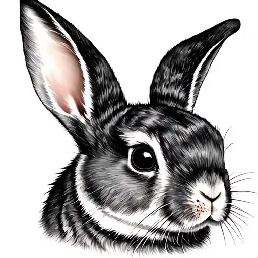 bunny cameo black work tattoo design idea