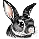 bunny cameo black work tattoo design idea