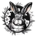 bunny cameo black work tattoo design idea