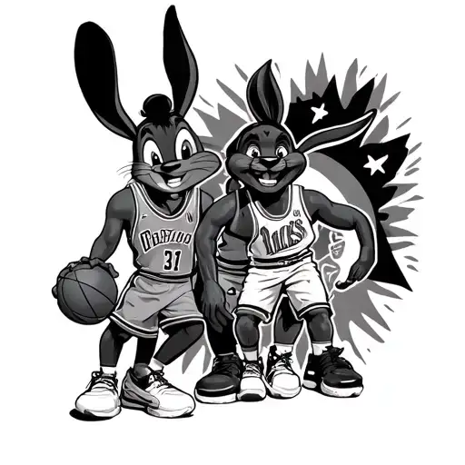Michael Air Jordan, Space Jam, Tune squad, Looney Tunes characters cheering tattoo design idea
