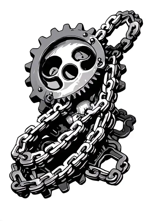 chain & sprocket underneath skin to look tattoo design idea
