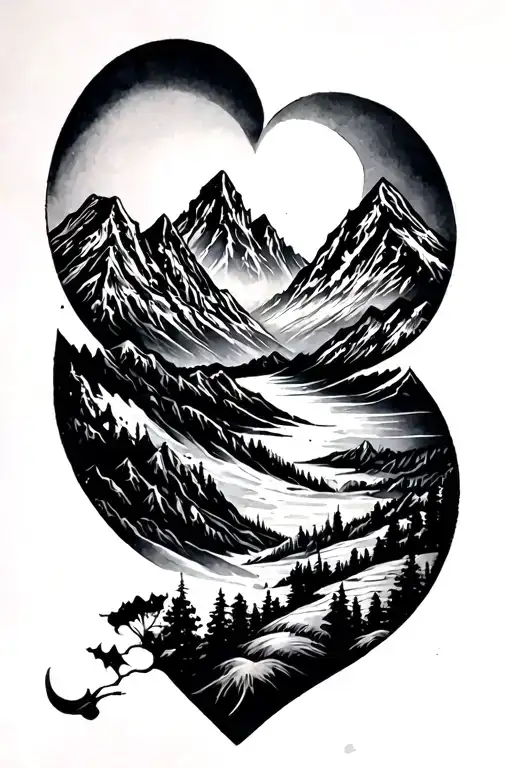 mountains, despair, hope, love tattoo design idea