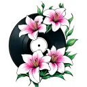 vinyl record lillies wrapping tattoo design idea