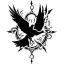 holy dove flying front fiew with ouroboros under tattoo design idea