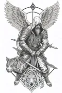 Ottoman Warrior reaper angel Hooded White Beard tiger wolf powerful scary Tattoo Idea  tattoo design idea