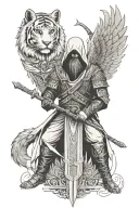 Ottoman Warrior reaper angel Hooded White Beard tiger wolf powerful scary Tattoo Idea  tattoo design idea