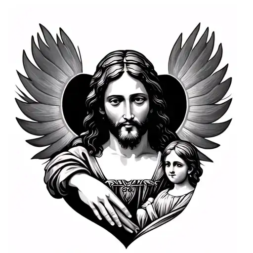 Jesus and family love tattoo design idea