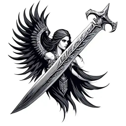 Valkyrie sword tattoo design idea