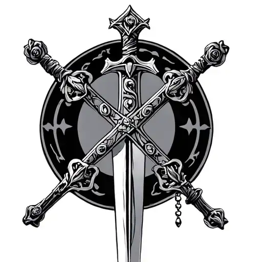 Templar Sword with rosary  tattoo design idea
