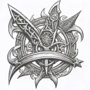 Atlantis diving trident tattoo design idea