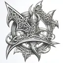 Atlantis diving trident tattoo design idea