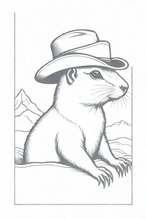 prairie dog wearing a cowboy hat tattoo design idea