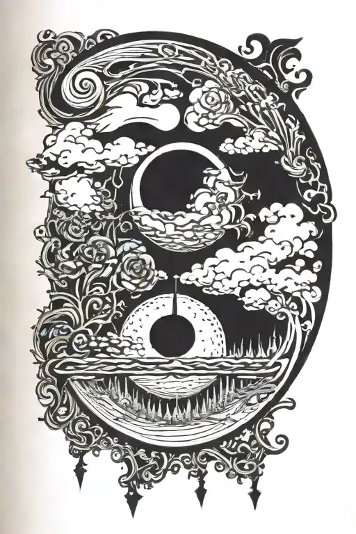 Unreal gothic half moon shadow  tattoo design idea