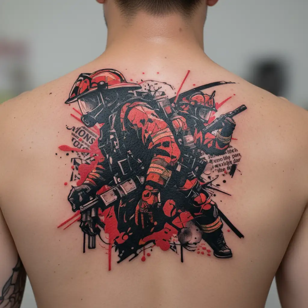 Firefighter and samurai  tattoo design idea