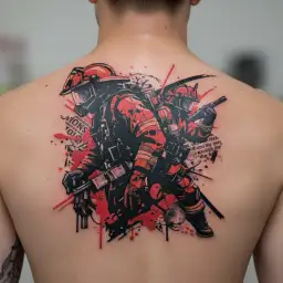 Firefighter and samurai  tattoo design idea