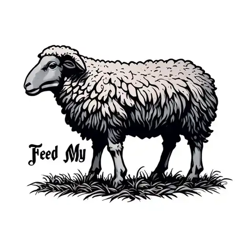 Feed My Sheep words Lower Quad tattoo design idea